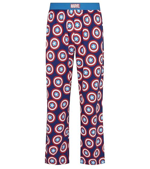 RE:COVERED X MARVEL Captain America Men's Lounge Pants with Shield Print, Pajama Pants PCMARV502, Blue/Red