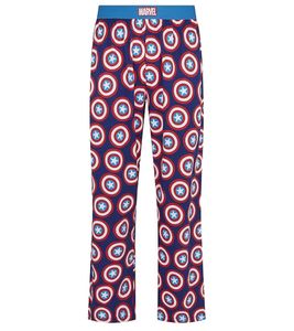 RE:COVERED X MARVEL Captain America Men's Lounge Pants with Shield Print, Pajama Pants PCMARV502, Blue/Red