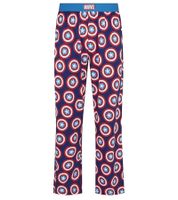 RE:COVERED X MARVEL Captain America Men's Lounge Pants with Shield Print, Pajama Pants PCMARV502, Blue/Red