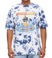T-shirt homme RE:COVERED X Space Jam, imprimé tie-dye sur le devant, col rond en coton, bleu RCWARN751