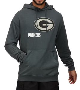 RE:COVERED X NFL Green Bay Packers Men's Hoodie with Logo Lettering, Cotton Hoodie, RCNFL1318E, Gray
