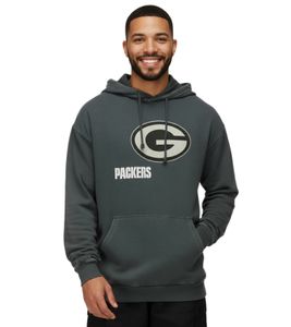 RE:COVERED X NFL Green Bay Packers Herren Kapuzen-Pullover mit Logo-Schriftzug Baumwoll-Hoody RCNFL1318E Grau