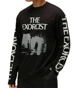 RE:COVERED X THE EXORCIST FILM Herren Shirt mit Foto-Print langärmliges Baumwoll-Shirt Rundhals-Shirt RCWARN560 Schwarz