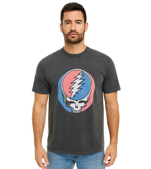 RE:COVERED X Grateful Dead Herren T-Shirt mit großem Bandlogo Baumwoll-Shirt Kurzarm-Shirt RCWBROS169 Grau