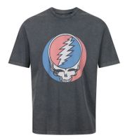 T-shirt da uomo RE:COVERED X Grateful Dead con grande logo della band, in cotone, a maniche corte, RCWBROS169 Grigio