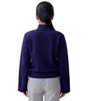 Sudadera de mujer, jersey de punto con mangas abullonadas, jersey de verano, camisa de manga larga 920021 Morado