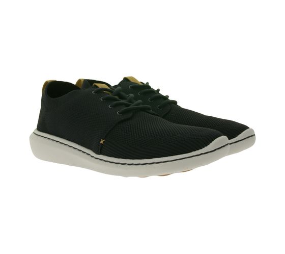 Clarks Step Urban Mix Herren Schnür-Schuhe Mesh Sneaker mit Cushion Soft Sohle 26138178 Schwarz