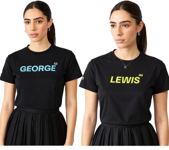 Mercedes-Benz AMG Petronas F1 MAPF Women's T-Shirt Cotton Shirt Short-Sleeve Shirt 70122712 George Russell or Lewis Hamilton Black
