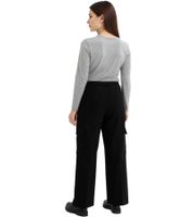 Pantalones cargo para mujer, pantalones casuales, pantalones de diario, corte recto 972290 Negro