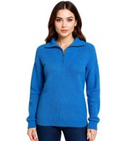 Women's Knitted Sweater, Figure-hugging Knit Cardigan, Stand-up Collar, Everyday Sweater 953345 Blue