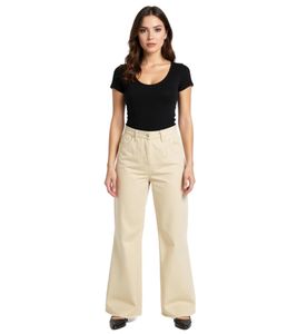 Jeans termici in denim di cotone da donna, modello 5 tasche, a zampa, 953493 Beige Jeans termici in denim di cotone da donna, modello 5 tasche, a zampa, 953493 Beige
