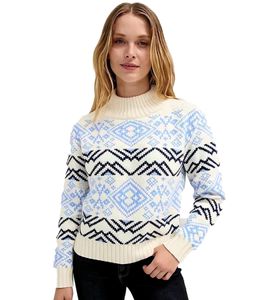 Maglione norvegese da donna, lavorato a maglia con collo alto, taglie forti 935244 Bianco/Blu Maglione norvegese da donna, lavorato a maglia con collo alto, taglie forti 935244 Bianco/Blu