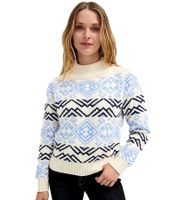 Women's Norwegian Sweater, Knitted Sweater with Stand-Up Collar, Plus Sizes 935244 White/Blue