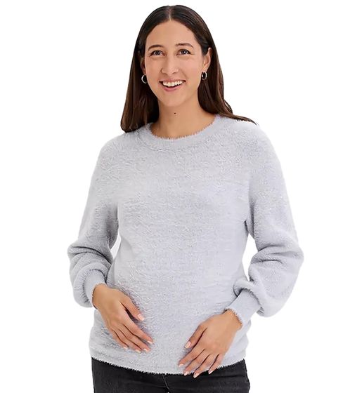 Damen Pullover kuscheliger Umstands-Pulli Schwangerschafts-Kleidung Große Größen 929463 Grau