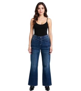 Damen Jeans-Hose Schlag-Hose Denim Jeans im 5-Pocket-Style 937274 Blau Damen Jeans-Hose Schlag-Hose Denim Jeans im 5-Pocket-Style 937274 Blau