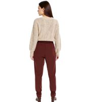 Women's Summer Trousers, Ankle-Length Paperbag Trousers with Tie Belt, 956118 Brown