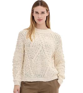 Pull en laine torsadée pour femme, grandes tailles 905956 Beige