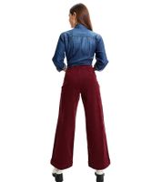 Jean femme en velours côtelé, pantalon large d'automne, taille 966140, bordeaux