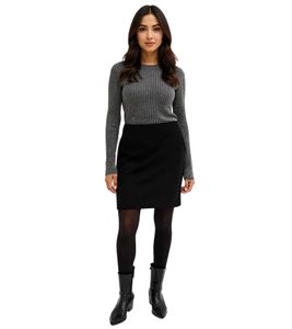 Damen Mini-Rock warmer Woll-Rock mit Fischgrätmuster Große Größen 956298 Schwarz