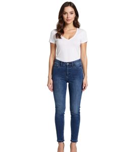 Vaqueros ajustados para mujer con 4 bolsillos y cintura elástica, 956723 Azul Vaqueros ajustados para mujer con 4 bolsillos y cintura elástica, 956723 Azul