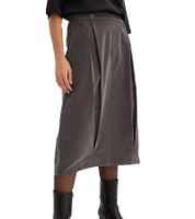 Falda midi de pana para mujer con pliegues de algodón orgánico, plisada, gris, 908254