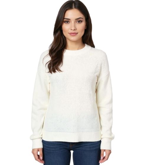 Women's knitted sweater with round neck, everyday sweater, 934030 white