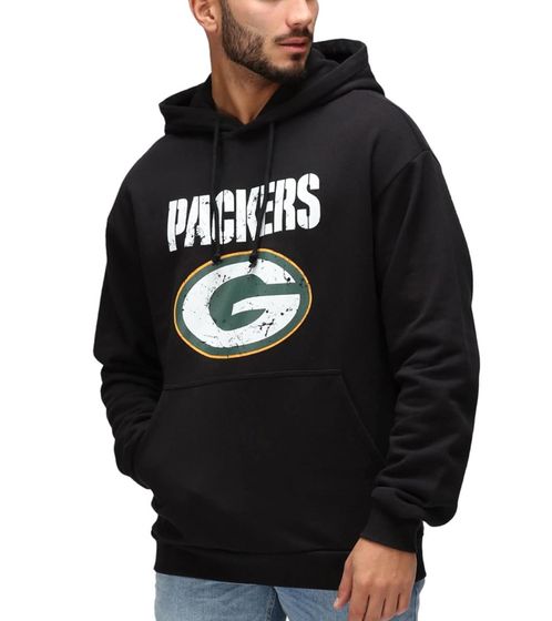 RE:COVERED X NFL Greenbay Packers Men's Hoodie with Logo Print, Cotton Hoodie, RCNFL1314E, Black
