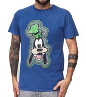 RE:COVERED X Disney Men's T-Shirt with Large Goofy Print, Crew Neck, Cotton Shirt, MMDIS2505 Blue