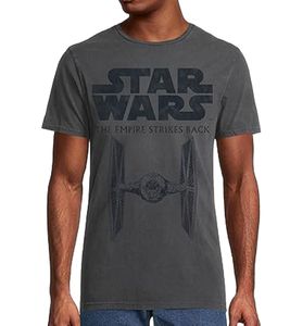 RE:COVERED X STAR WARS Men's T-Shirt with Tie Fighter Print, Cotton Shirt, Short-Sleeved Shirt, PCSTW2040, Dark Gray
