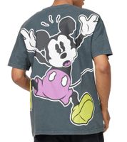RE:COVERED X Disney Men's T-Shirt with Mickey Print, Cotton Crew Neck, MMDIS2686 Gray