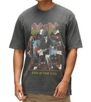 RE:COVERED X ACDC Men's T-Shirt Blow Up Your Video Cotton Shirt with Large Print, Crew Neck, RCPER889 Gray