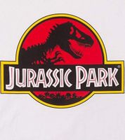 RE:COVERED X Jurassic Park Men's Crew Neck T-Shirt with Logo Print, Cotton Shirt MMUNV2457, Light Beige