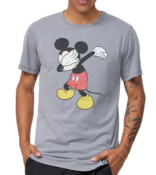 RE:COVERED X Disney Men's T-Shirt with Dabbing Mickey Print, Cotton Crew Neck, PCDIS1850 Gray