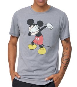 RE:COVERED X Disney Men's T-Shirt with Dabbing Mickey Print, Cotton Crew Neck, PCDIS1850 Gray