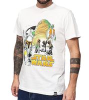 T-shirt homme RE:COVERED X STAR WARS avec imprimé Jaba Group, coton, manches courtes, MMSTW2321, écru-blanc