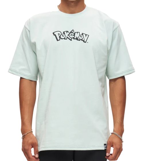 RE:COVERED X Pokemon Men's T-Shirt with Pikachu Print, Cotton Crew Neck, RCPOK217 Blue