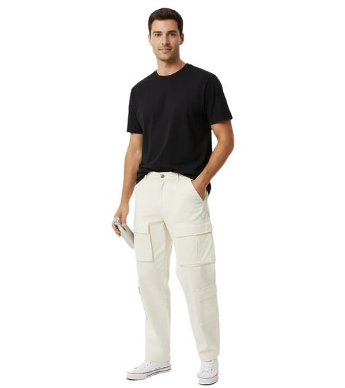 Elegantes vaqueros cargo para hombre, estilo 4 bolsillos, pantalones casuales con múltiples bolsillos, BR6016 Beige