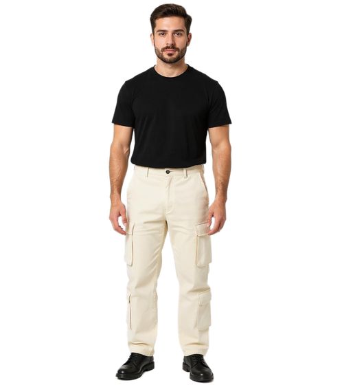 Stylish men's cargo jeans, 4-pocket style, casual trousers with multiple pockets, BR6016 Beige