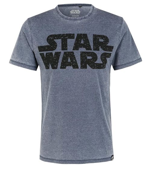 RE:COVERED X STAR WARS - Camicia da uomo in cotone con scritta, per tutti i giorni, a maniche corte, t-shirt PCSTW1697, blu mélange