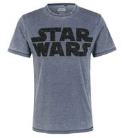 RE:COVERED X STAR WARS Men's Cotton Shirt with Lettering, Everyday Shirt, Short-Sleeved Shirt, T-Shirt PCSTW1697, Heather Blue