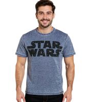 RE:COVERED X STAR WARS Men's Cotton Shirt with Lettering, Everyday Shirt, Short-Sleeved Shirt, T-Shirt PCSTW1697, Heather Blue