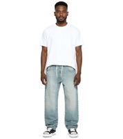 Stylish men's jeans in jogger style denim trousers baggy leg with tie BR-1200-203 light blue