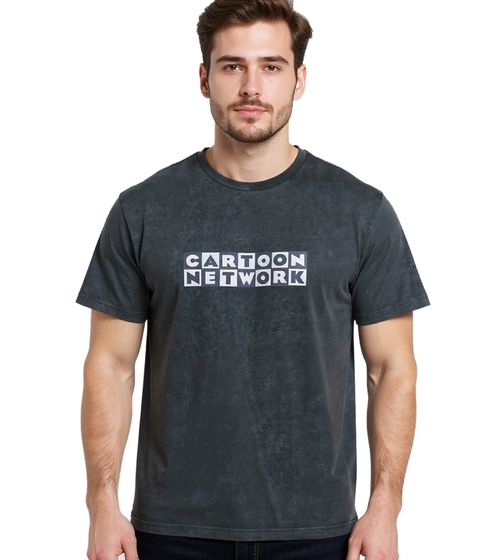T-shirt da uomo RE:COVERED X Cartoon Network con stampa del motto, girocollo in cotone, RCWARN753 Grigio