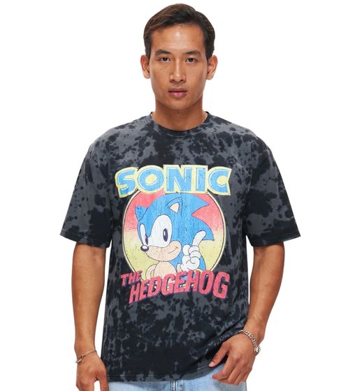 T-shirt da uomo RE:COVERED X SEGA con stampa di Sonic, girocollo in cotone, RCSEGA550 Grigio