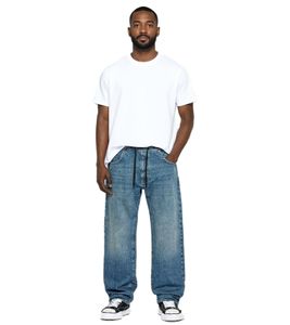 Jean homme élégant style jogger, pantalon en denim, jambe baggy avec cravate BR-12000-201 bleu foncé Jean homme élégant style jogger, pantalon en denim, jambe baggy avec cravate BR-12000-201 bleu foncé