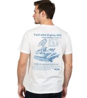 RE:COVERED X FORD Men's T-Shirt with Ford Torino Print, Cotton Crew Neck, RCFRD504, Ecru-White