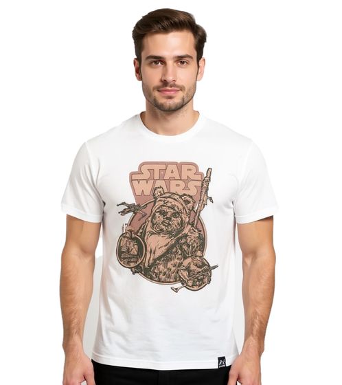 T-shirt da uomo RE:COVERED X STAR WARS con stampa Ewok, in cotone, a maniche corte, RCDIF2044, bianco ecru