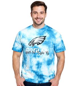 RE:COVERED X NFL Men's T-Shirt with Philadelphia Eagles Print, Cotton Crew Neck, RCNFL1393 Blue/White RE:COVERED X NFL Men's T-Shirt with Philadelphia Eagles Print, Cotton Crew Neck, RCNFL1393 Blue/White