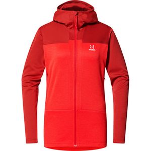 Haglöfs Donna Giacca in pile Roc Flash Mid Felpa con cappuccio Giacca Rosso