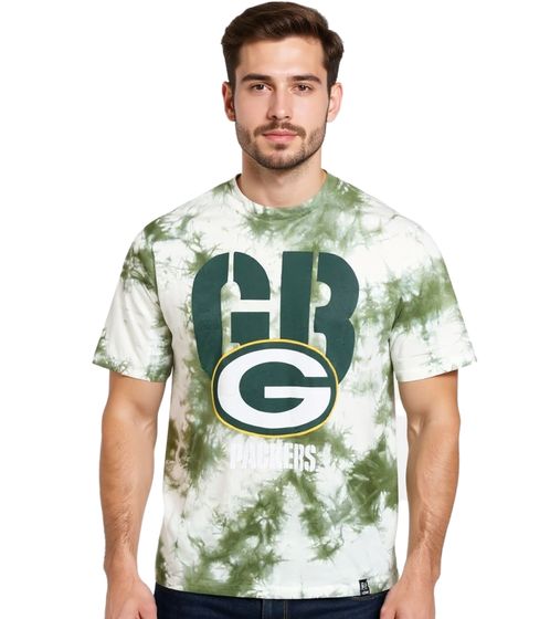 Camiseta RE:COVERED X NFL Green Bay Packers para hombre con estampado de logotipo, cuello redondo de algodón, RCNFL1394 Verde/Blanco